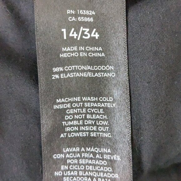 Brand: WELL WORN, Black Velour, Stretch Slim Fit High Rise Jeans; Size 14/34 - Picture 5 of 5